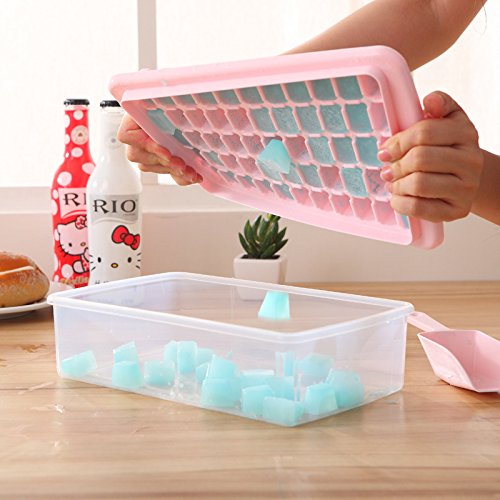 Fangfang Reusable Popsicle Frozen Ice Cream Pop Mold Maker Ice Cube Bin With 33 Ice Cubes (Green)