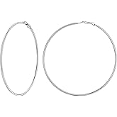 FaithHeart 2mm Thin Hoop Earrings for Women Hypoallergenic, Silver/Black/14K Gold Plated Stainless Steel Large Hoop Earrings for Women Lightweight Earring Trendy Jewelry, 20mm-100mm