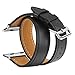 V-MORO Compatible 38mm 40mm Apple Watch Band Women Men, Double Tour Leather Band iWatch Band Bracelet for Apple Watch Series 4 Series 3 Series 2 Series 1, Sport, Hermes -Black Small