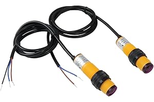 AMEIP Photoelectric Switch Sensor,1 Pair M18 Through-Beam Reflection Optical Photoelectric Beam Sensor,NPN NO (Normally Open) 6-36VDC Photoelectric Switch Sensor