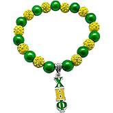 muiot CHI ETA PHI sorority letter charms yellow green rhinestone beads bracelet sisterhood Friendship gift Souvenir Jewelry bracelet