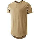 KLIEGOU Mens 100 Cotton Hipster Hip Hop Longline Crewneck T-Shirt Pre - Shrunk S-4XL