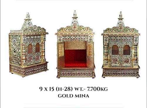 Imperial Lifestyle Ltd Small Gold Minakari Temple/Mandir for Praying (W-15, D-9", H-28)