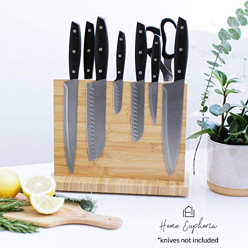 Home Euphoria Magnetic Knife Holder with Powerful, Heavy-Duty, Double-Sided Magnets. Durable Bamboo Knife Organizer, Holder, or Cutlery Display. Perfect Solution for Knife Storage and Organization - Thumbnail 6