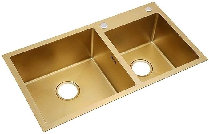 Acero Inoxidable 304 Fregadero De La Cocina Doble Cuenco, Topmount