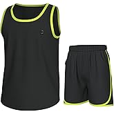 Essenclo Boys Clothing Sets, Boys Athletic Shorts & Sleeveless Shirts, Crew Neck Kids Tank Top Clothes Size 3-16 (2 Pcs Set)