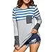 Women Long Sleeve Shirt,Napoo Hot Early Autumn Stripe Color Block Pullover Loose Blouse With Pocket Plus Size