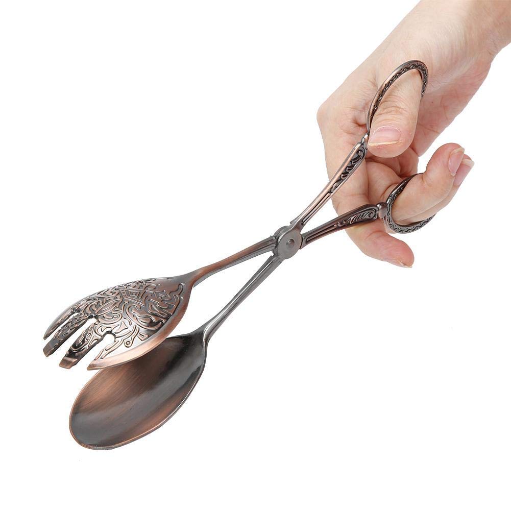TOPINCN Buffet Tongs Zinc Alloy Salad Tongs Kitchen Tongs Serving Non-Slip Cooking Tongs(Copper)