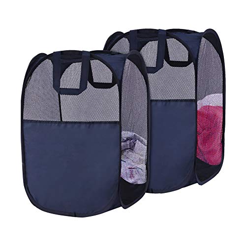 SPINFOX Pop Up Collapsible Laundry Baskets, 2 Pack Foldable Mesh Popup