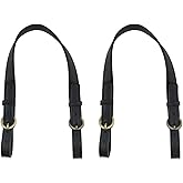 Semetall 2pcs Adjustable Handbag Straps - PU Leather Replacement Shoulder Strap Set for Purses, Totes, Bags (Black)