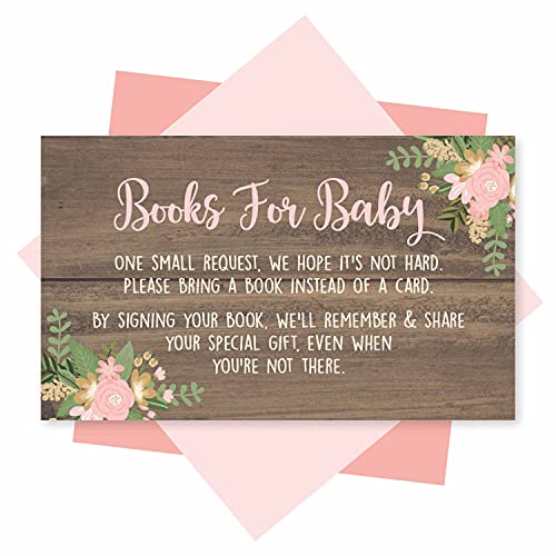 Hadley Designs 25 Book Request Baby Shower Guest Book Alternative-Deer Baby Shower Invitation Inserts, Books For Baby Shower, Bring A Book Instead Of A Card, Baby Shower Book Request For Girls