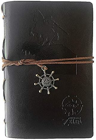 Vintage Refillable Journey Diary,Breath of the Wild Art Premium PU Leather Classic Embossed Travel Journal Notebook with Retro Pendants (Breath of the Wild-Dark brown)