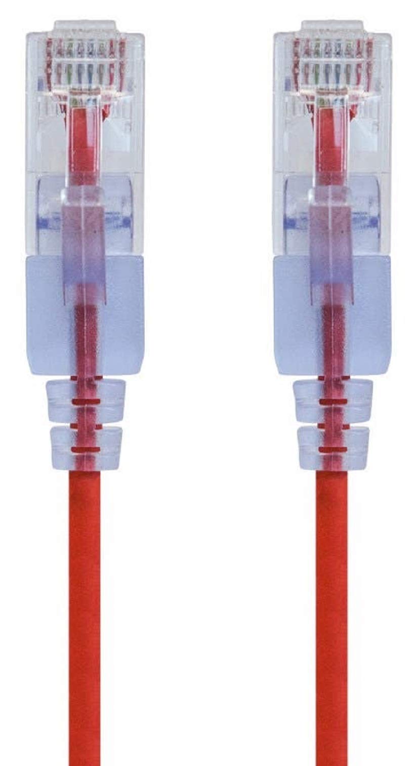 Monoprice Cat6A 3ft Red 10-Pk Patch Cable UTP 30AWG 10G Pure Bare Copper Snagless RJ45 SlimRun Series Ethernet Cable