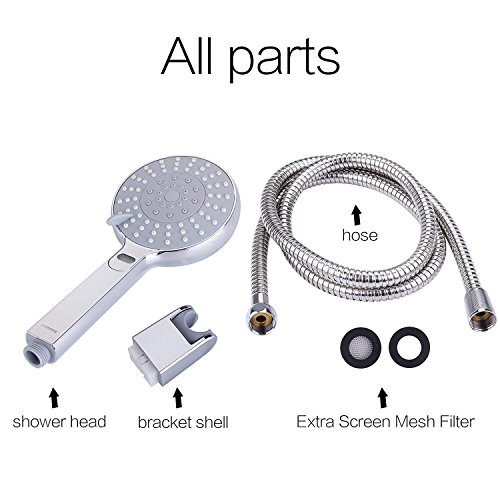 LED Thermometer Handheld Shower Head, Ahbbry Chrome 5 Setting Functions