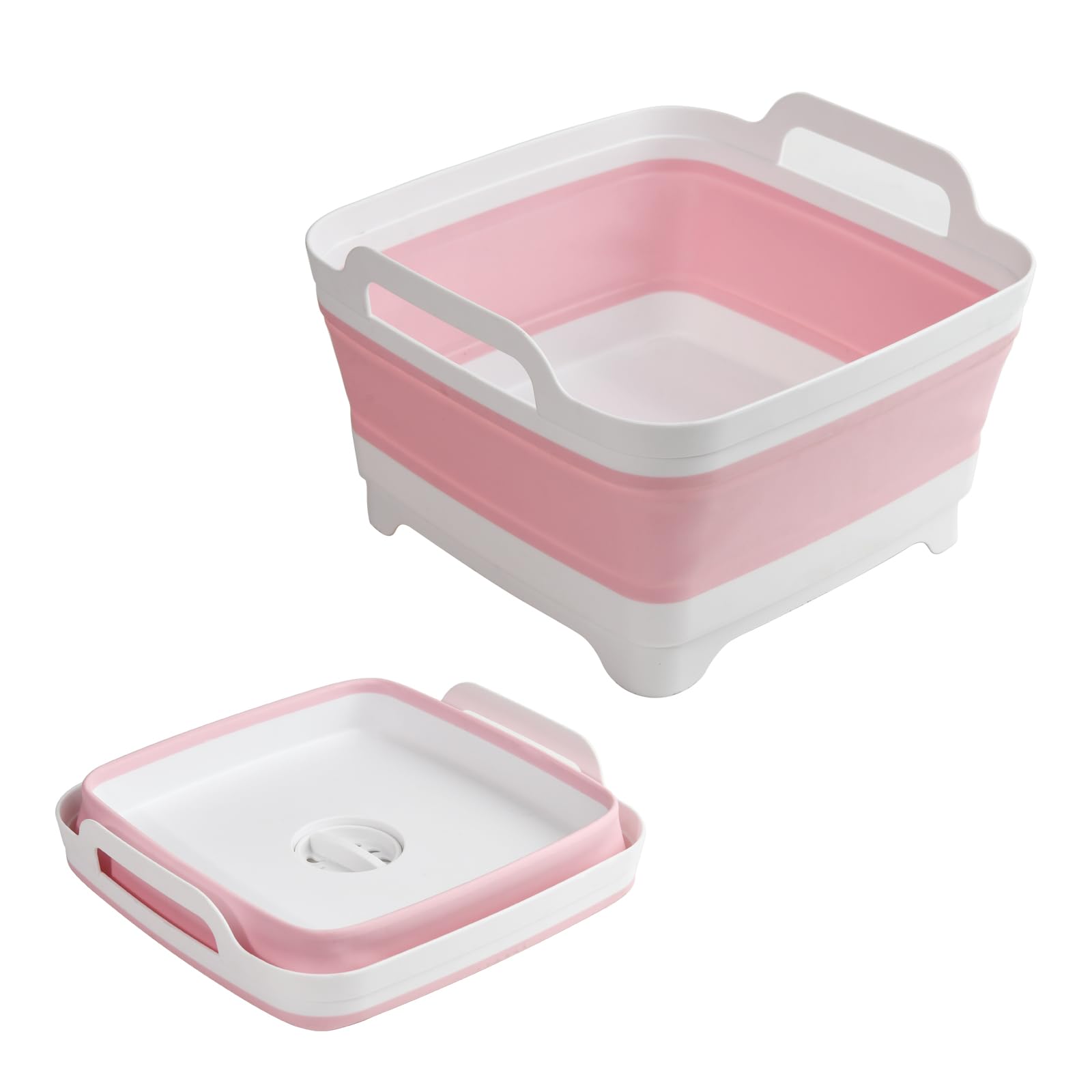 Photo 1 of Collapsible Bucket,Wash Bucket,Collapsible Wash Basin,Collapsible Dish Tub,Collapsible Basin,Space Saving Multiuse Foldable Sink Tub, 9L Camping Sink Foldable, Kitchen Sink Basin(Pink)