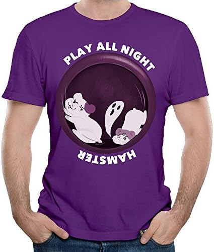 KTVVUID Play All Night Hamster Funny Graphic Design Fitness T-shirt Round Collar O Neck Soft Touch Short Sleeve Mens Shirt For Christmas