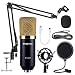 ZINGYOU Condenser Microphone Bundle, ZY-007 Professional Cardioid Studio Condenser Mic Include Adjustable Suspension Scissor Arm Stand, Shock Mount and Pop Filter, Studio Recording & Broadcasting