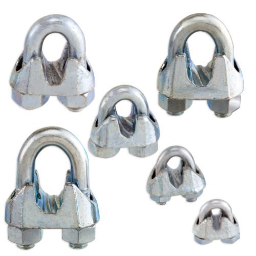 Non-Rust Zinc-Galvanized Steel Malleable Wire Rope Cable Clip Clamp - Choose from 6 Sizes
