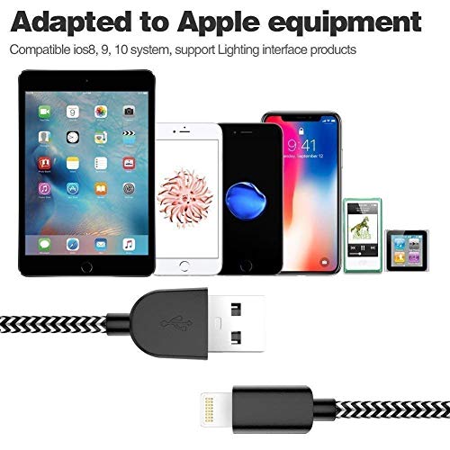 image for TNSO MFi Certified Phone Cable 5 Pack [3/3/6/6/10FT] Extra Long Nylon 