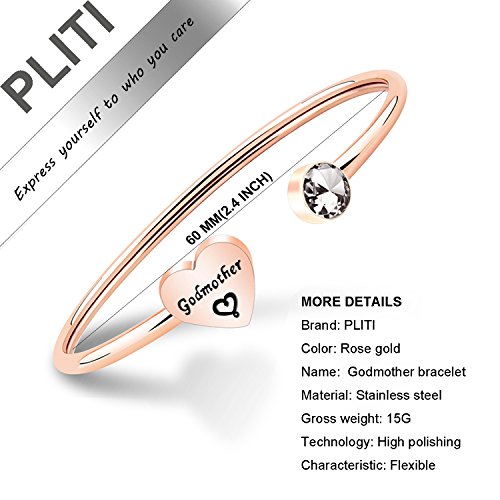 PLITI Godmother Bracelet Baptism Gift Religious Jewelry for Godmother (Rose Gold) - //medicalbooks.filipinodoctors.org