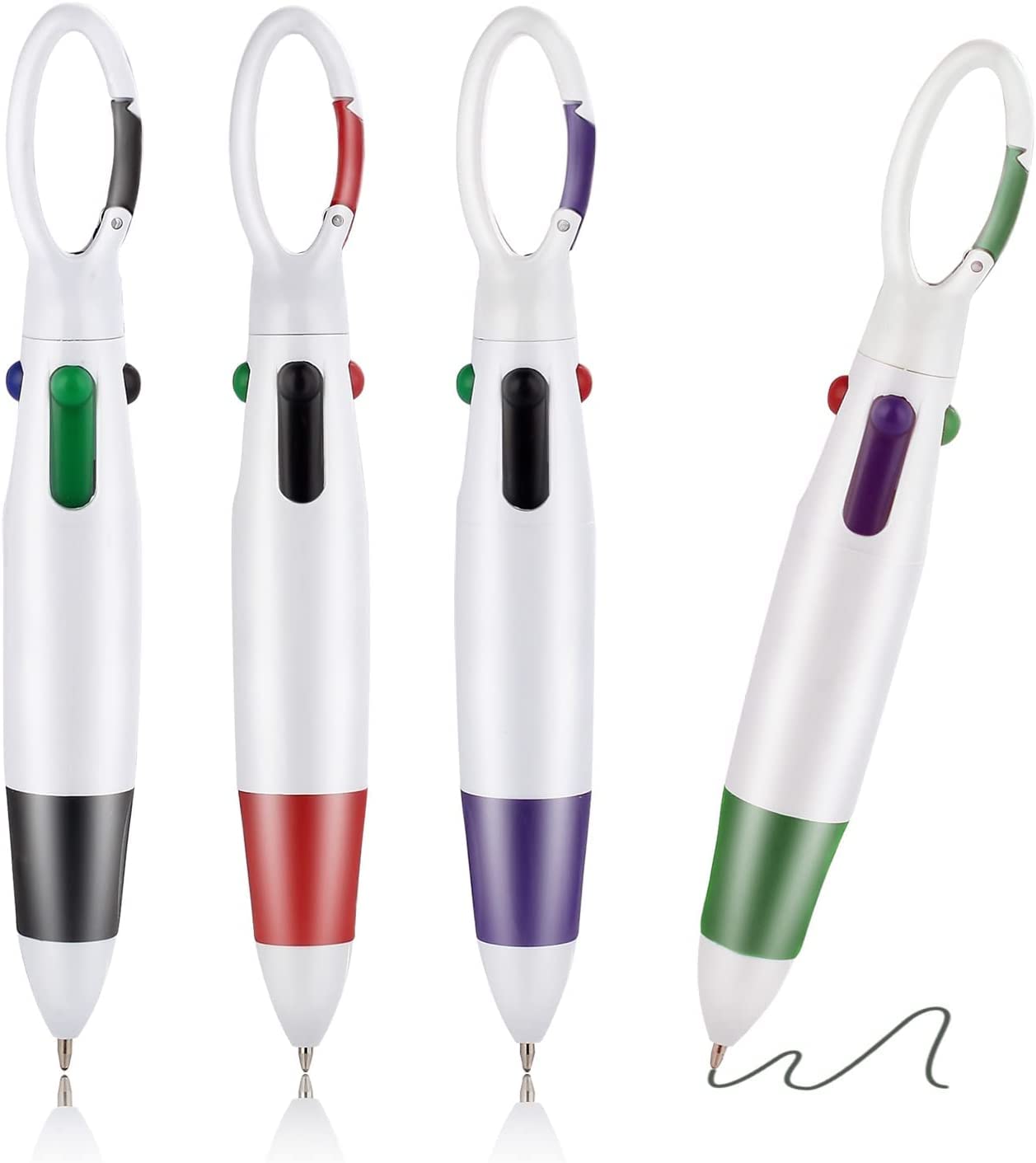 Photo 1 of Retractable Shuttle 4-in-1 Multicolor Ballpoint Pens with Carabiner Clip - 4 Count, 1.0mm, Gift Pens for Office, School, Adults, Kids, Nurses