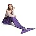 Kpblis Knitted Mermaid Tail 71-Inch–by–35-Inch Blanket Purple