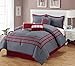 Bednlinens 7 Piece Whilshire Gray and Red Bed in a Bag Comforter Set Grey Queen