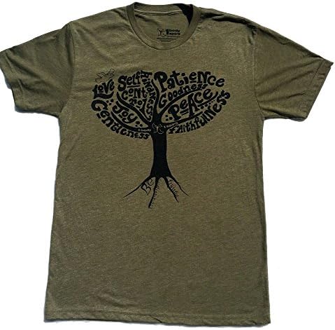 1body 1spirit Men's Fruit Of The Spirit Christian T-Shirt (Medium, Lt. Olive)