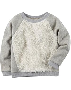 Girl Sparkle Sherpa Sweatshirt; Grey, 4 Toddler