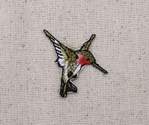 Mini - Hummingbird - Ruby Red Throat - Facing RIGHT - Iron on Embroidered Applique Patch