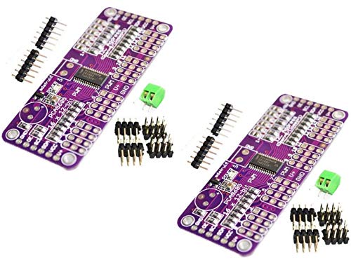 TECNOIOT 2pcs PCA9685 16 Channel 12 bit PWM Servo Driver I2C Interface
