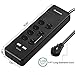DEWENWILS 7-Outlet Surge Protector Power Strip with 2 USB Ports, 6 Ft Flat Plug Extension Cord, 15A Circuit Breaker, 1780 Joules Surge Protection for Home/Office, Wall Mount, UL Listed, Black