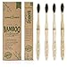 Bamboo Charcoal Toothbrush - Natural Biodegradable And Organic With 100% Eco Friendly BPA Free Bristles Smooth Wood Handle And Zero Waste Packaging - Pack Of 4 Wooden Toothbrushes By BambooEarth