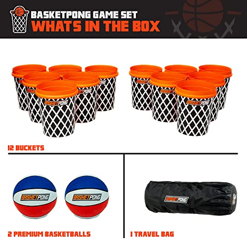 USA Giant Yard Pong X Basket Ball Game With Durable Balls And Buckets