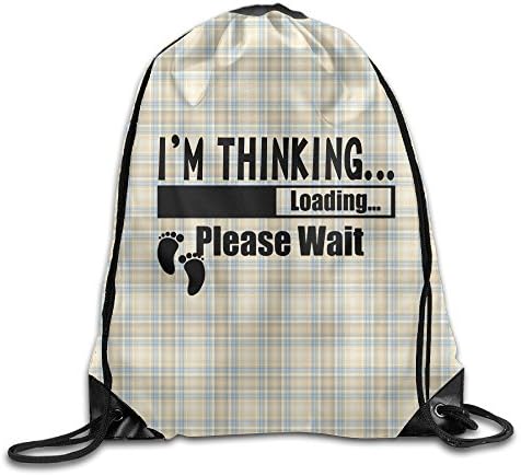 ZARRHOUSE Sack Bag I'm Thinking Loadinh Sports Beam Bags Portable Gym Sack Pack Drawstring Emoji Backpack Daily Pull String Bag Lovely Kid's School Bag