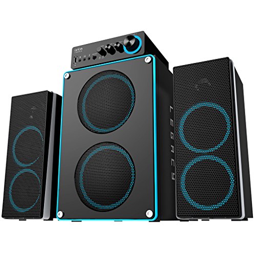 Arion Legacy Deep Sonar 550 Extreme Clarity Large Size 2.1 PC Speakers with Dual Subwoofers and Control Box Connects TV, Headphone, Microphone and Charges USB Devices
