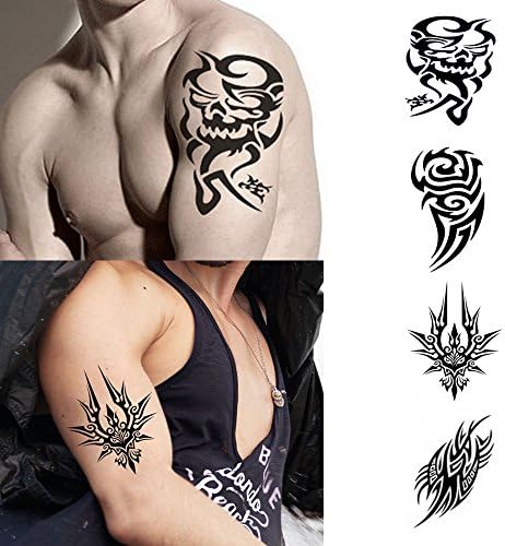 Deardeer 4 Sheet Temporary Tattoos Set - Fake Totem Ink Temp Tattoo Fashion Body Art Tattoo Transfer Paper Sticker
