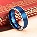 Three Keys Jewelry 8mm Mens Tungsten Wedding Ring Blue Brushed Silver Edge Wedding Band Engagement Ring