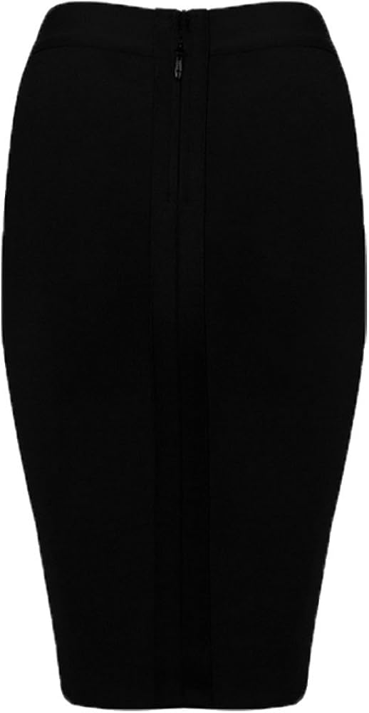 HLBandage High Waist Pure Color Knee Length Rayon Bandage Skirt: Clothing