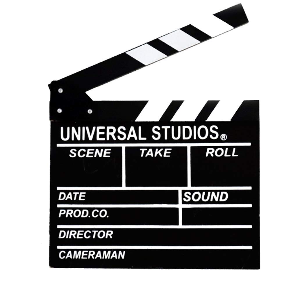 Movie Film Clap Board, Hollywood Clapper Board Wooden Film Movie Clapboard Accessory with Black & White, 11.7"x10.8"
