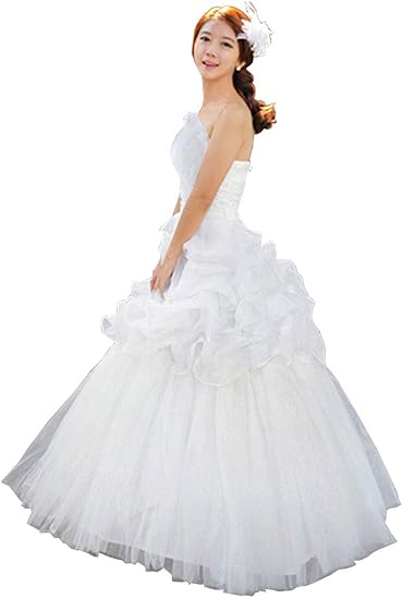 Amazon プリンセスライン ウェディングドレス パーティードレス 海外フォトウエディング 海外挙式 二次会 ブライダル 花嫁ドレス ワンピース チュニック 通販