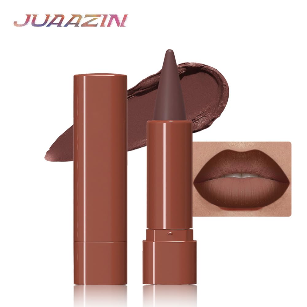 JUAAZIN Maroon Gradient Matte Lipstick Crayon Lip Liner pencil, Flawless Contour Gradual Ombre Effect lip Pencil, for Women Long Lasting Waterproof Smudge Proof Lipstick Pencil 05#