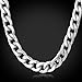 7MM Wide Hip Hop Chain Men Fashion Jewelry Platinum Plated Cuban Chain Necklace - 26
