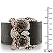 Leather and Crystal Owl Cuff Bracelet