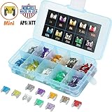 GlowGeek 100pcs Assorted Auto Car Truck Mini Small Blade Fuse Assortment 2 3 5 7.5 10 15 20 25 30 35 AMP Car Boat Truck SUV Automotive Replacement Fuses - Low Profile Mini Small APS / ATT Blade Fuses