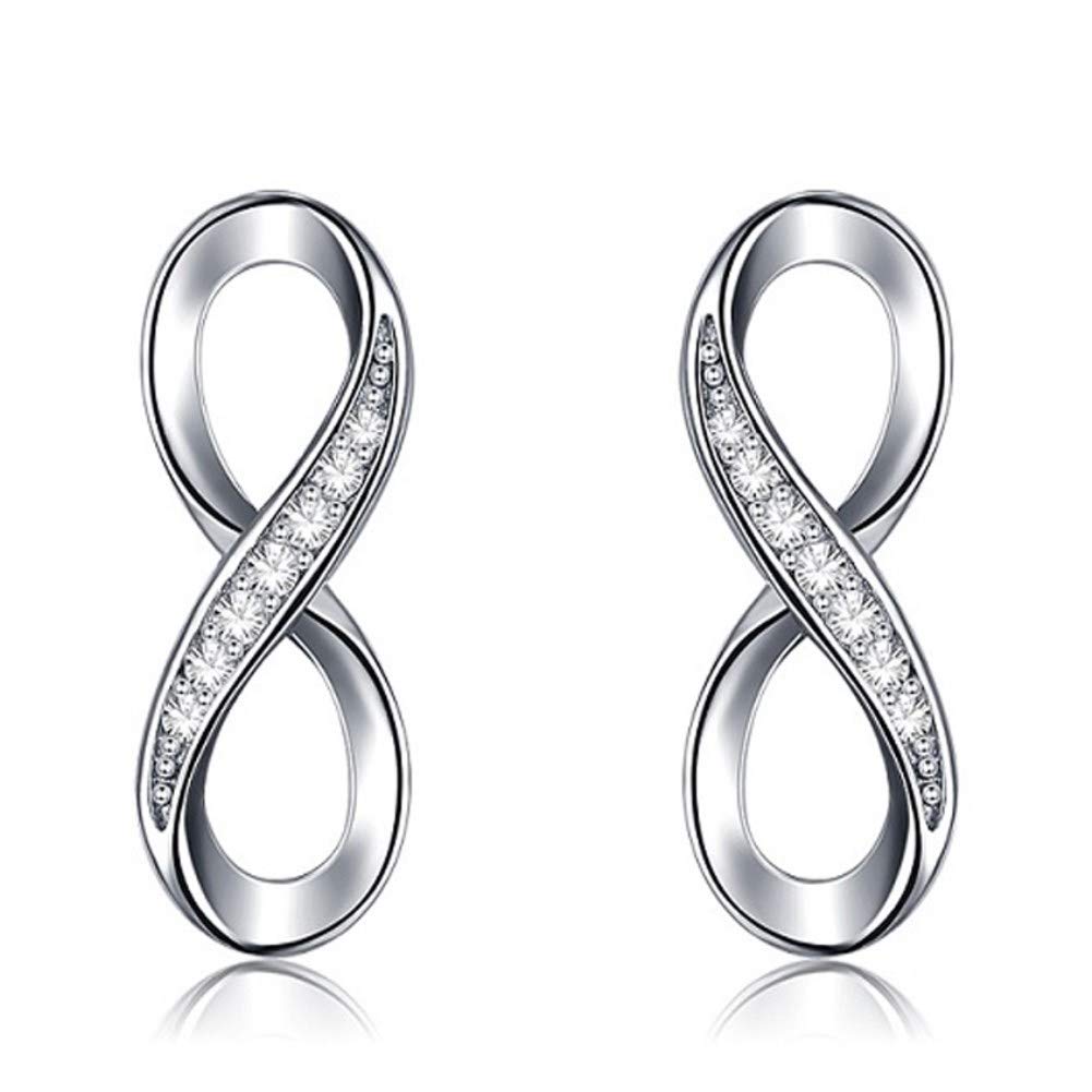 PEARLOVE 925 Sterling Silver Stud Earrings, White Gold Plated Cubic Zirconia Hypoallergenic Stud Earrings for Sensitive Ears…