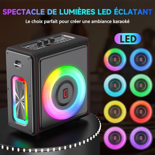 Karaoke Machine with Wireless Microphones HWWR Karaoke with 2 Microphones for Adults Children, Karaoke Systems Accessoires Utiles pour Micro (MS75-Triple Mics)
