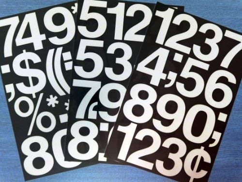 Pack of 30 x 3" (75mm) White Vinyl Sticky Numbers, Self-Adhesive, Stick on, Cut-to-Shape, Waterproof Numbers for Signs, Vehicles, Boats, Posters & School Projects