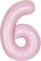 Unique Giant Foil Number 6 Balloon 86 cm Matte Baby Pink