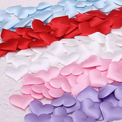 Accentory DIY Satin Heart Shaped Fabric Artisficial Flower Petals Wedding Party Decoration Scatter Confetti Birthday Table Decoration Heart Confetti for Festive Occasions 30G